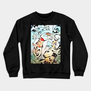 Miro meets Chagall (Blue Circus) Crewneck Sweatshirt